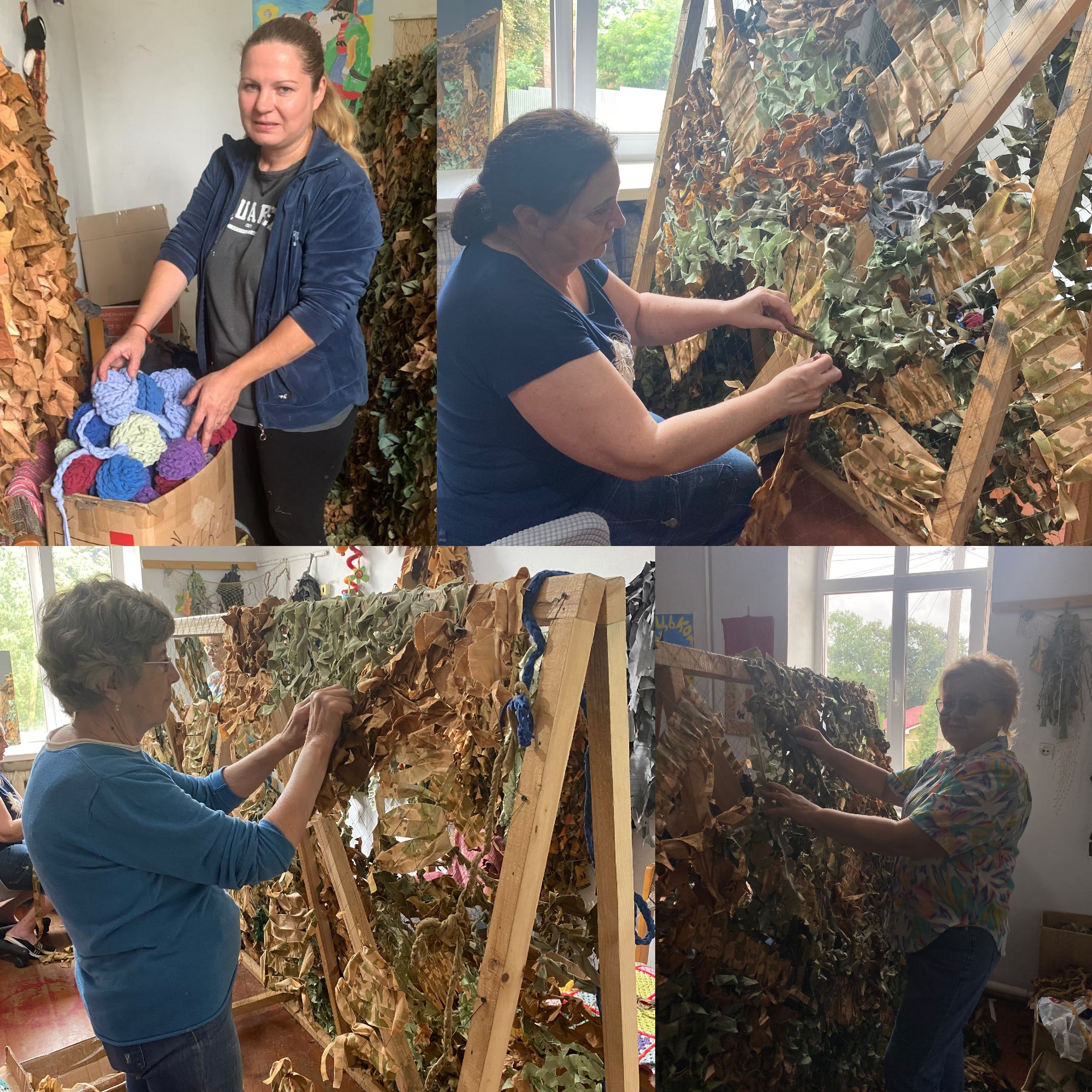 Наші бджілки в процесі створення ще однієї маскувальної сітки!